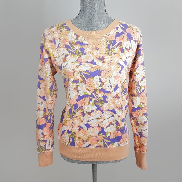 J. Crew Factory Tops - J Crew Floral Crew Neck Sweatshirt Pullover XS